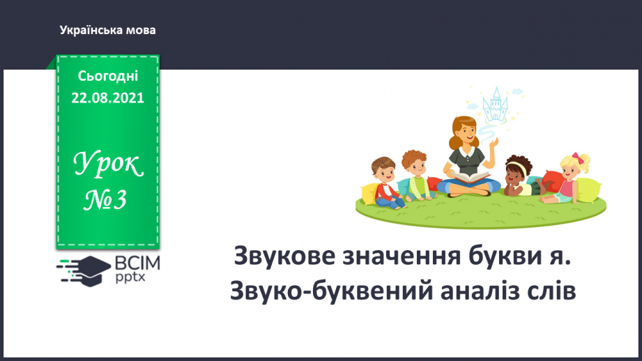 №003 - Звукове значення букви я .Звуко – буквений аналіз слів0