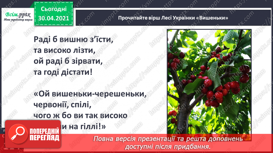 №078 - Творчість Лесі Українки. Леся Українка «Як дитиною бувало...», «Вишеньки»14