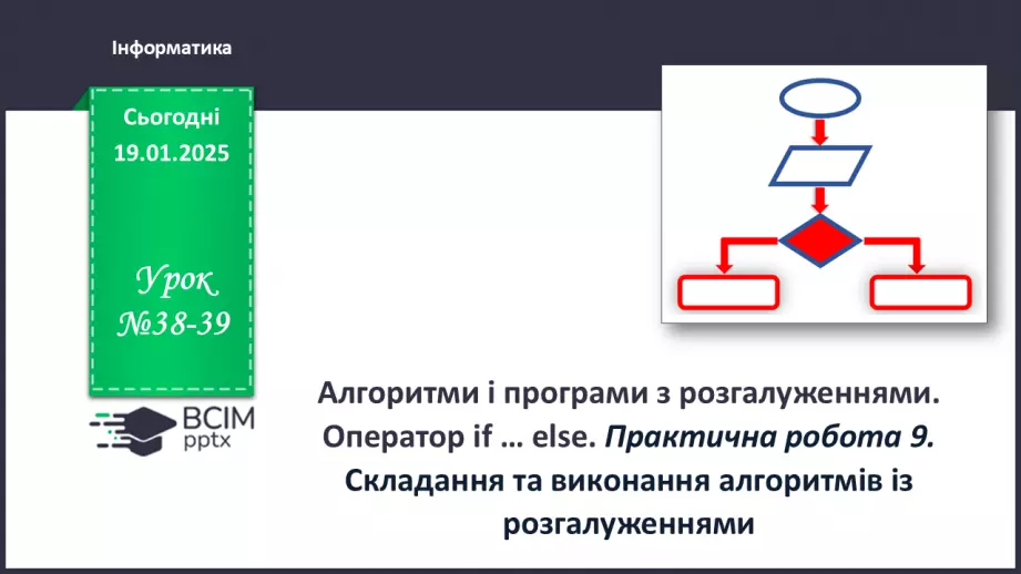 №38-39 - Алгоритми і програми з розгалуженнями. Оператор if … else. Практична робота 9.0