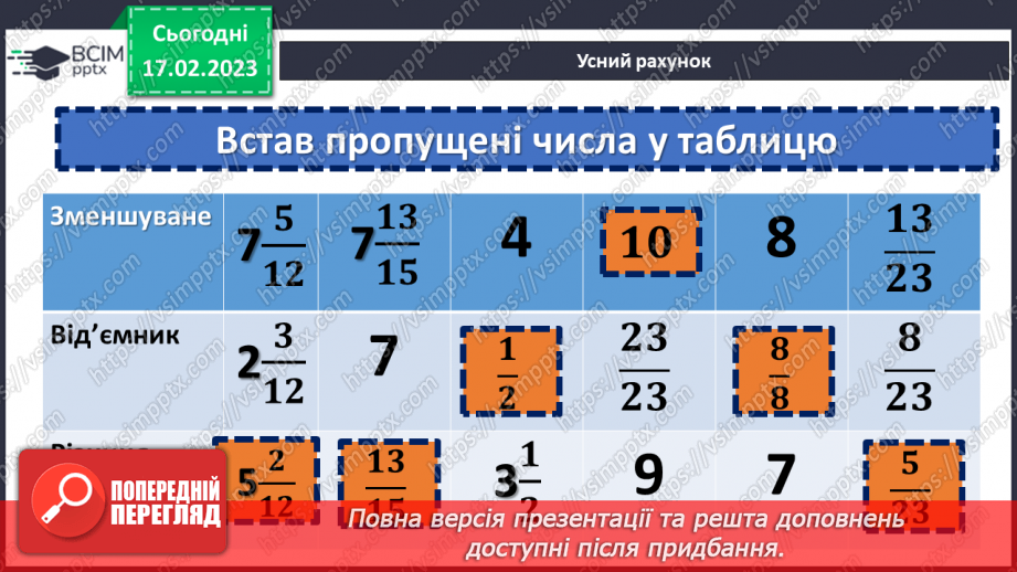 №109 - Розв’язування вправ та задач на додавання і віднімання мішаних чисел.4