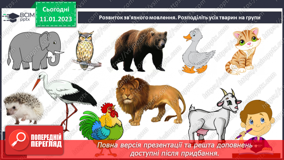 №162 - Письмо. Закріплення вмінь писати вивчені букви. Розвиток зв'язного мовлення («Вчуся розподіляти предмети на групи».9