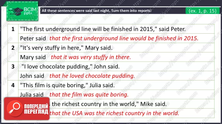 №12 - Пряма та непряма мова. Майбутнє в минулому. Вдосконалення граматичних навичок.  Direct and Reported Speech. Future-in-the-Past.  Build Up Your Grammar.29 №12 - Пряма та непряма мова. Майбутнє в минулому. Вдосконалення граматичних навичок.  Direct and Reported Speech. Future-in-the-Past.  Build Up Your Grammar.29