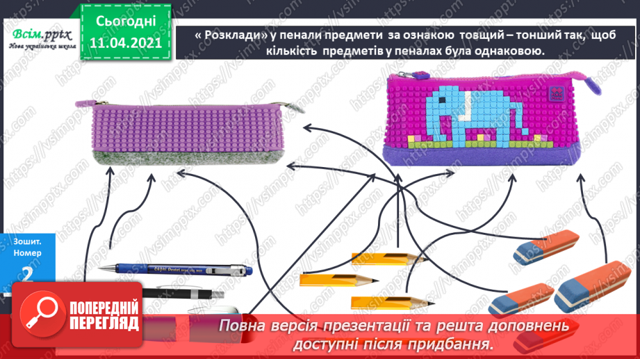 №004 - Лічба об’єктів. Порівняння об’єктів за довжиною, шириною, товщиною. Співвідношення між числом і цифрою.15