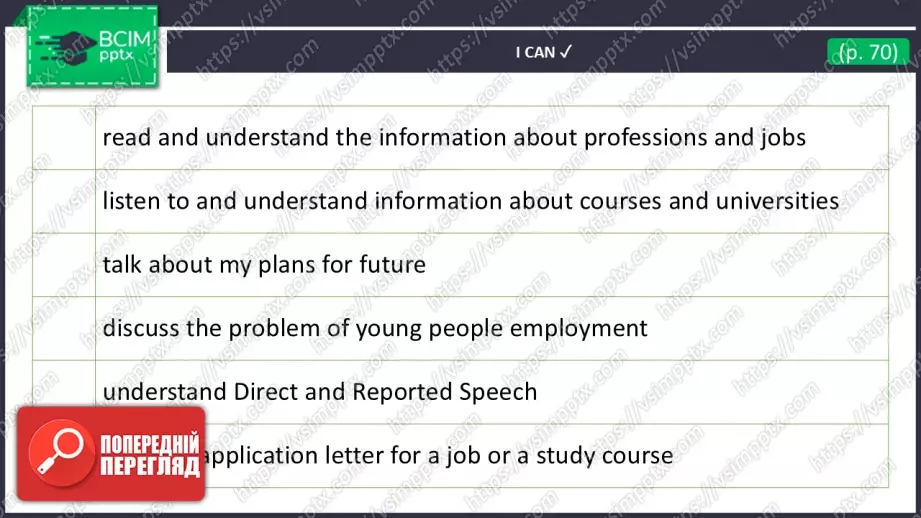 №16 - Пошук роботи та можливості після школи. Узагальнення вивченого протягом теми. Самооцінювання.  Looking for a Job and Opportunities After School. Use Your Skills. Check Your English.31 №16 - Пошук роботи та можливості після школи. Узагальнення вивченого протягом теми. Самооцінювання.  Looking for a Job and Opportunities After School. Use Your Skills. Check Your English.31