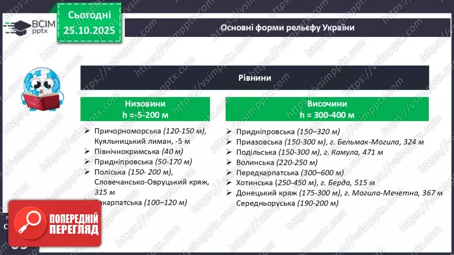 №19 - Форми земної поверхні та рельєф України.7 №19 - Форми земної поверхні та рельєф України.7