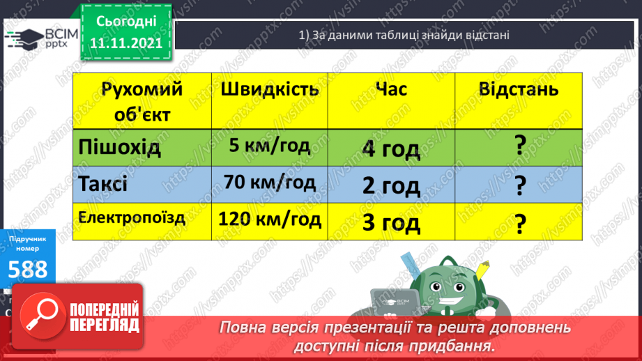 №060 - Знаходження відстані, яку подолав об’єкт за його швидкістю і часом руху. Розв’язування задач на рух10