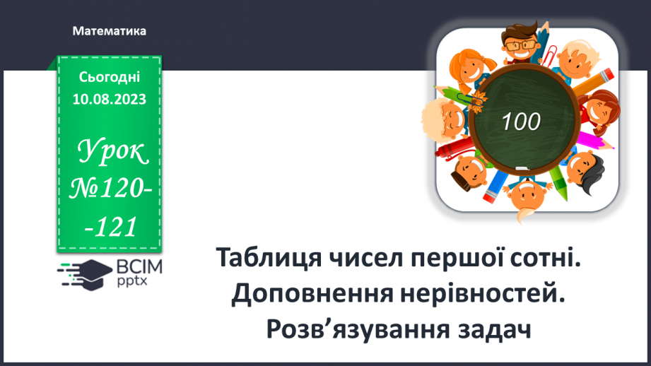 №120-121 - Таблиця чисел першої сотні. Попередні наступні числа.0