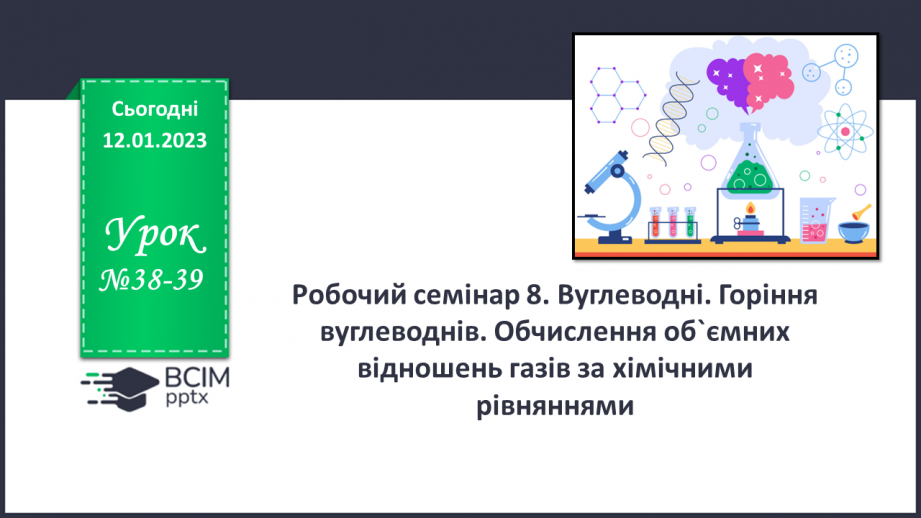 №38-39 - Робочий семінар №8. Вуглеводні. Горіння вуглеводнів. Обчислення об`ємних відношень газів за хімічними рівняннями.0 №38-39 - Робочий семінар №8. Вуглеводні. Горіння вуглеводнів. Обчислення об`ємних відношень газів за хімічними рівняннями.0