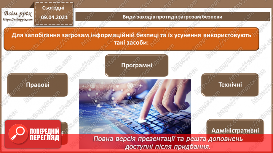 №06 - Об'єкти захисту. Види заходів протидії загрозам безпеки. Переваги та недоліки різних видів заходів захисту.4