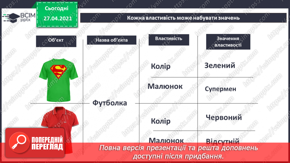 №03 - Поняття об’єкту, його властивості. Спільні та відмінні ознаки об’єктів.34