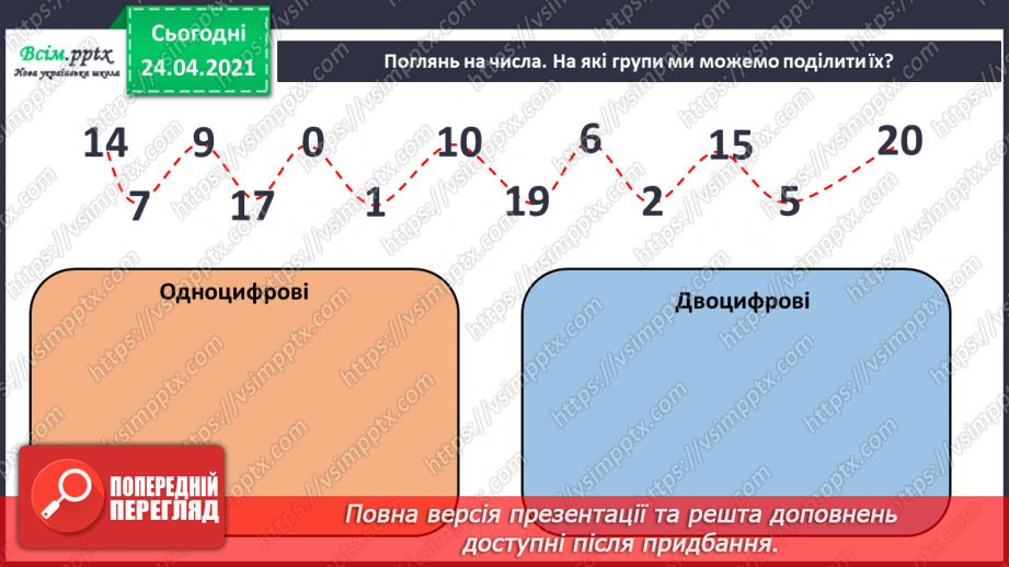 №005 - Повторення вивченого матеріалу. Лічба в межах 20. Нуме­рація чисел 10-20. Порівняння чисел. Вимірювання довжи­ни предметів.7