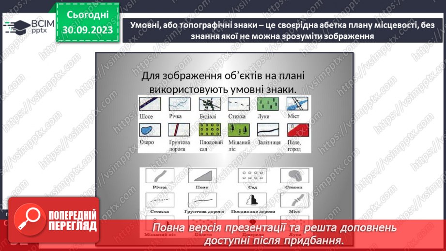 №12 - План місцевості: його ознаки, умовні знаки.9