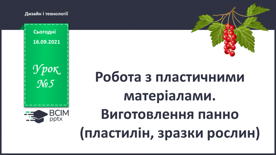 №005 - Робота з пластичними матеріалами. Виготовлення панно (пластилін, зразки рослин)0