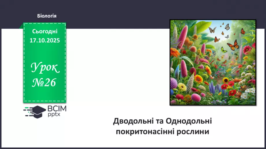 №026 - Дводольні та Однодольні покритонасінні рослини.0 №026 - Дводольні та Однодольні покритонасінні рослини.0