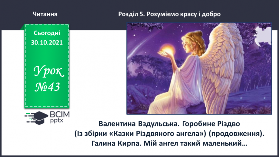 №043 - Валентина Вздульська. Горобине Різдво (Із збірки «Казки Різдвяного ангела») (продовження). Галина Кирпа. Мій ангел такий маленький0