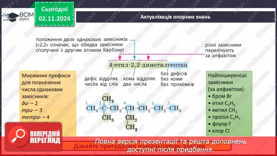 №11 - Алкени й алкіни: гомологічні ряди, ізомерія, номенклатура.2