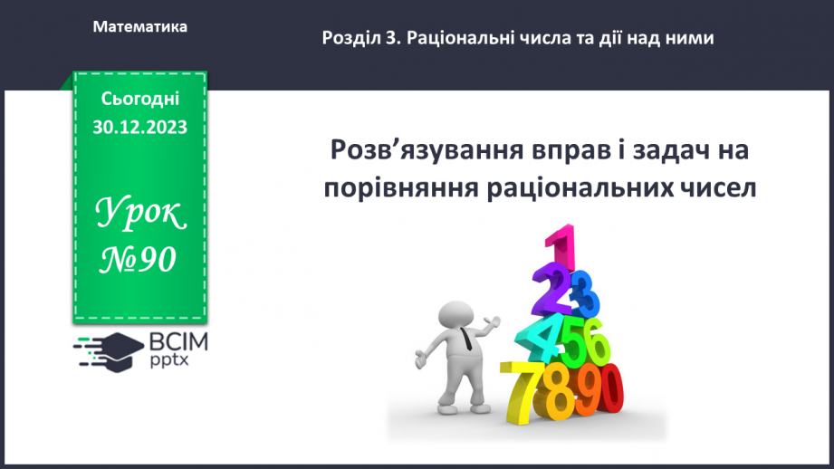 №090 - Розв’язування вправ і задач на порівняння раціональних чисел.0