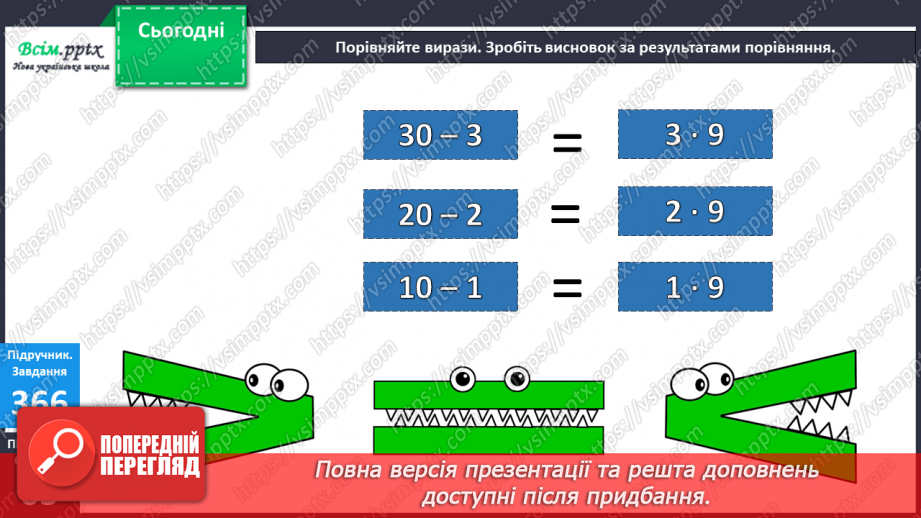 №042 - Таблиця множення і ділення числа 9. Робота з даними. Порівняння виразів.19