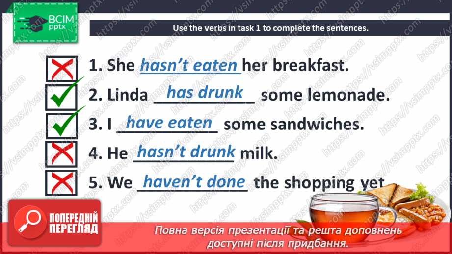 №034 - Have your prepared a breakfast? Grammar Search. Present Perfect Tense.12