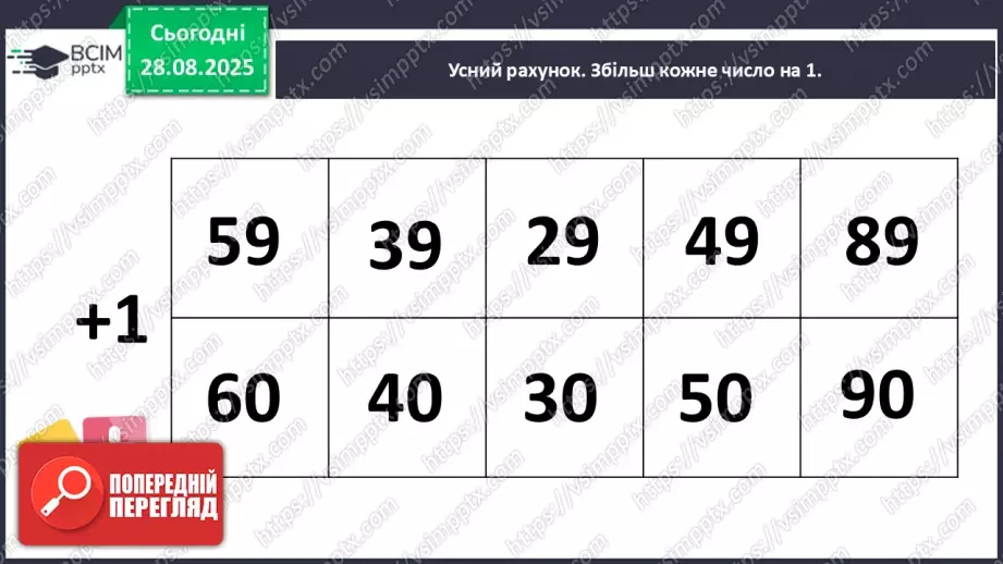 №007 - Повторення вивченого матеріалу. Лічба в межах 100. Попе¬реднє і наступне числа.5 №007 - Повторення вивченого матеріалу. Лічба в межах 100. Попе¬реднє і наступне числа.5