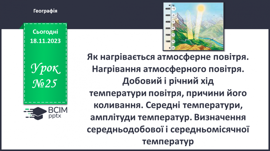 №25 - Як нагрівається атмосферне повітря. Нагрівання атмосферного повітря.0