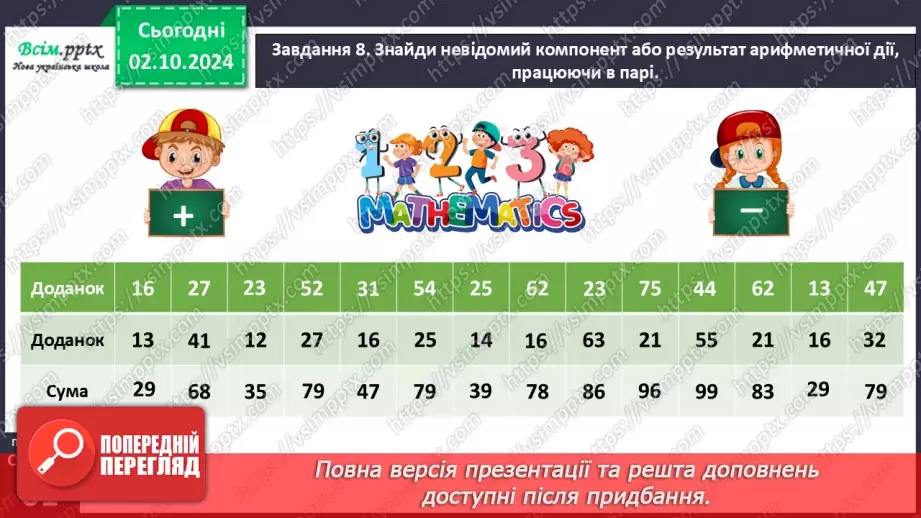 №025 - Досліджуємо задачі на знаходження третього числа за сумою двох чисел31 №025 - Досліджуємо задачі на знаходження третього числа за сумою двох чисел31