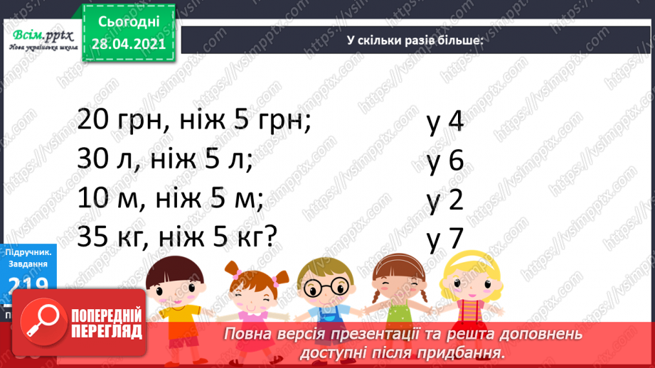 №025 - Таблиця множення і ділення числа 5. Спрощення виразів й обчислення їх значення. Задачі на знаходження частини від числа.15