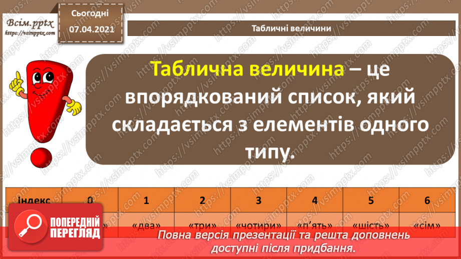 №49 - Табличні величини. Основні дії зі списками17