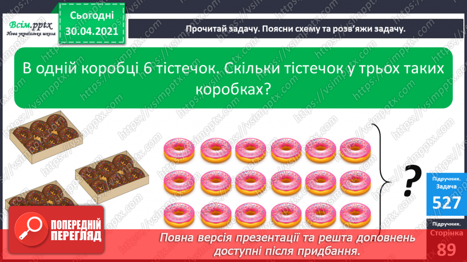 №067 - Перевірка множення додаванням. Розв’язування задач на множення. Порівняння виразу і числа.15