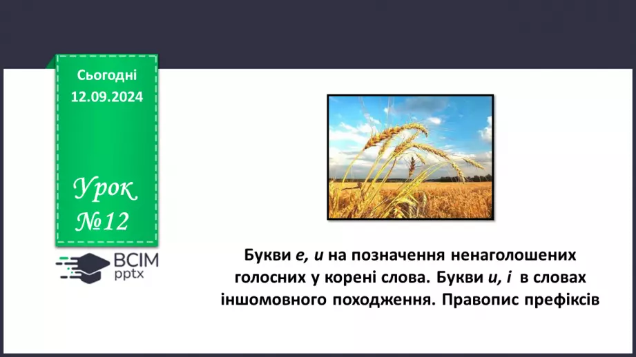 №012 - Букви е, и на позначення ненаголошених голосних у корені слова. Букви и, і в словах іншомовного походження0