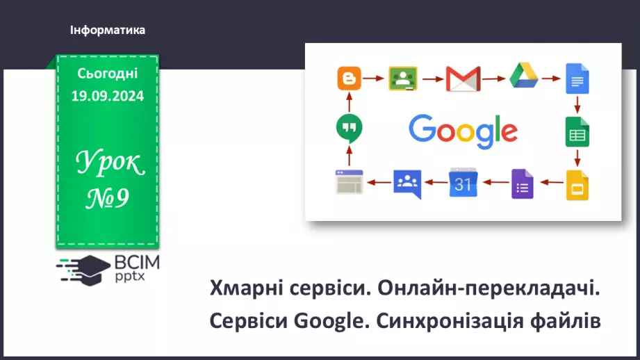 №09 - Хмарні сервіси. Онлайн-перекладачі. Сервіси Google. Синхронізація файлів0